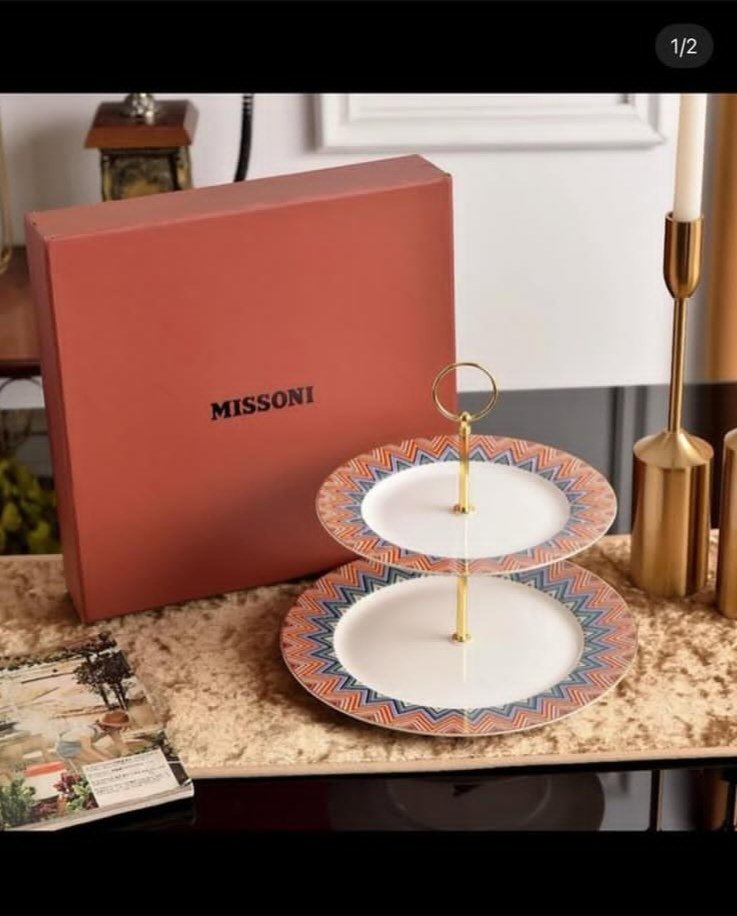Missoni sweets serving stand with two tires - Missoni Tray | Buy Online in UAE