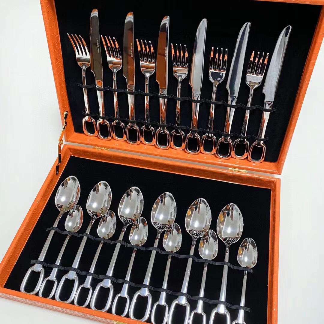 Hermes cutlery set for six people, Gold or Silver - Hermes Cutlery | Buy Online in UAE