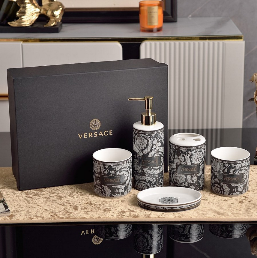 Versace five-piece bathroom set - Versace Bathroom Accessories | Buy Online in UAE