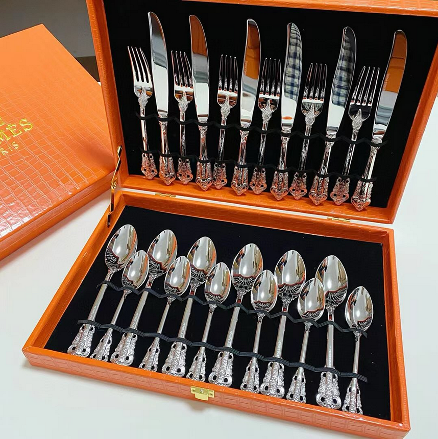 Hermes cutlery set for six people, Gold or Silver - Hermes Cutlery | Buy Online in UAE