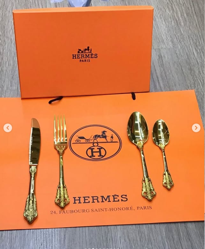 cutlery set for one person, Gold or Silver color - Hermes Cutlery | Buy Online in UAE